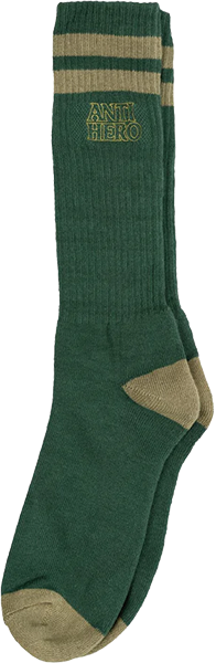 ANTI HERO BLACK HERO OUTLINE CREW SOCKS FOREST GRN/CAMEL