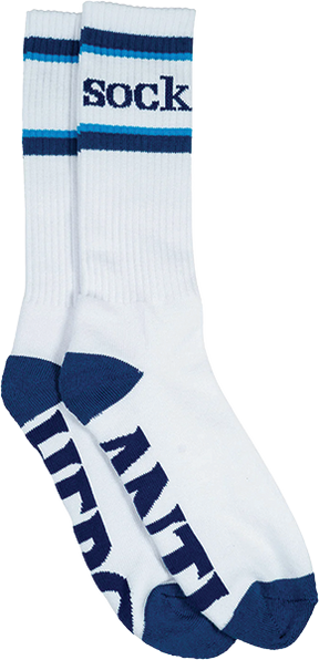 ANTI HERO SOCK LOGO CREW SOCK WHITE/NAVY/CYAN