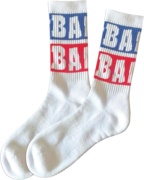 BAKER BLUE BLOCK CREW SOCKS WHT