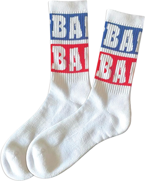 BAKER BLUE BLOCK CREW SOCKS WHT