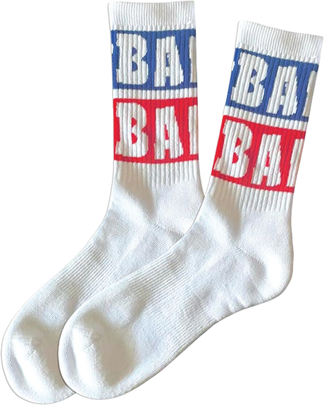 BAKER BLUE BLOCK CREW SOCKS WHT