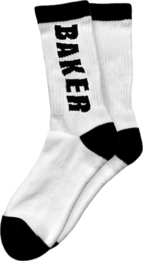 BAKER LETTERS CREW SOCKS WHITE/BLK