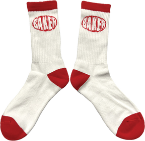 BAKER OVAL CREW SOCKS WHITE/RED