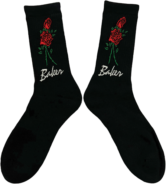BAKER ROSES CREW SOCKS BLACK