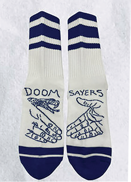 DOOM SAYERS SNAKE SHAKE CREW SOCKS WHT/BLUE 1 pair