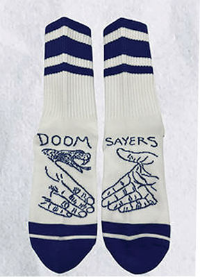 DOOM SAYERS SNAKE SHAKE CREW SOCKS WHT/BLUE 1 pair
