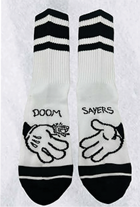 DOOM SAYERS TOON SHAKE CREW SOCKS WHITE/BLK 1pr