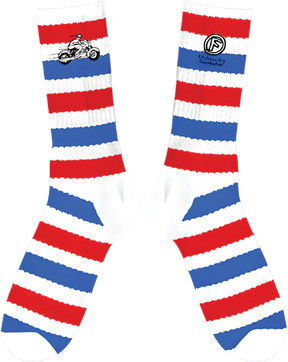 FOUNDATION MOTO CREW SOCKS RED/WHT/BLU 1pr