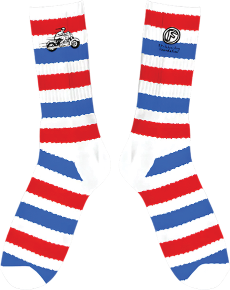FOUNDATION MOTO CREW SOCKS RED/WHT/BLU 1pr