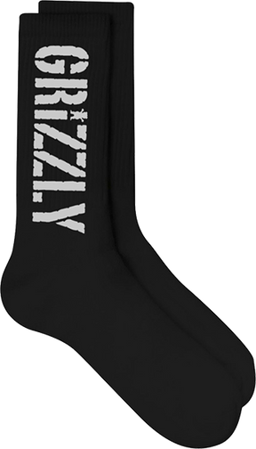 GRIZZLY STAMP CREW SOCKS BLK/WHT 1pr