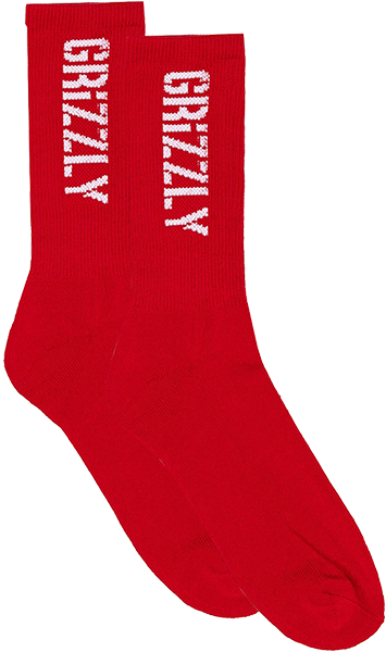 GRIZZLY STAMP CREW SOCKS RED/WHT 1pr