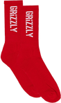 GRIZZLY STAMP CREW SOCKS RED/WHT 1pr