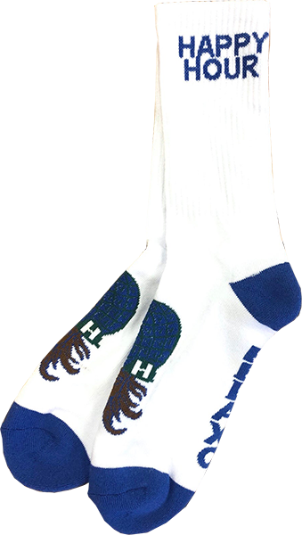 HAPPY HR MUCHO RELAXO CREW SOCKS WHT/BLU 1pr