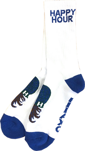 HAPPY HR MUCHO RELAXO CREW SOCKS WHT/BLU 1pr