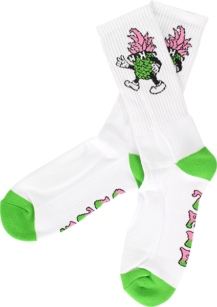 HAPPY HOUR DANCING P CREW SOCKS WHT/GRN