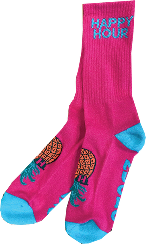 HAPPY HOUR MUSHROOM CREW SOCKS HOT PINK/TEAL