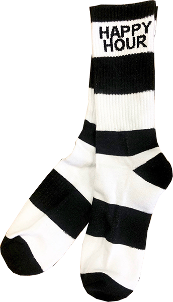 HAPPY HR STRIPES CREW SOCKS BLACK & WHITE