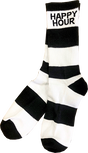 HAPPY HR STRIPES CREW SOCKS BLACK & WHITE