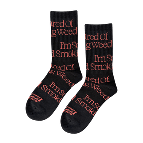 JACUZZI SCARED OF SMOKING WEED CREW SOCKS BLACK