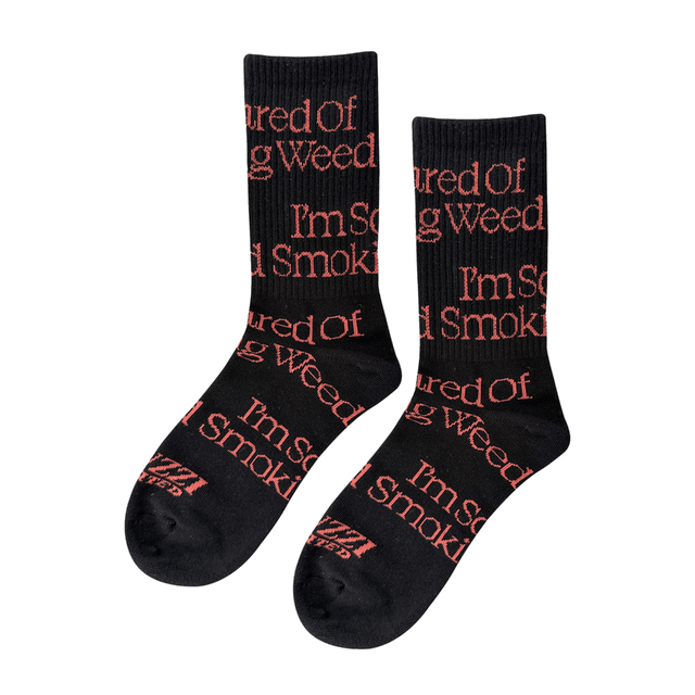 JACUZZI SCARED OF SMOKING WEED CREW SOCKS BLACK