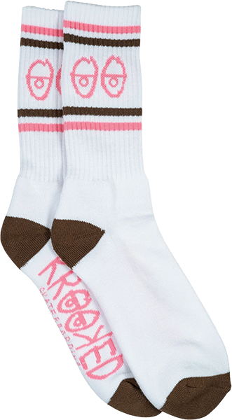 KROOKED EYES CREW SOCK WHITE/BROWN/PINK