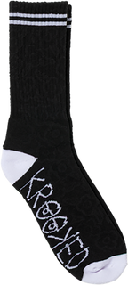 KROOKED MULTI FLOWERS CREW SOCK BLACK/BLACK/WHITE