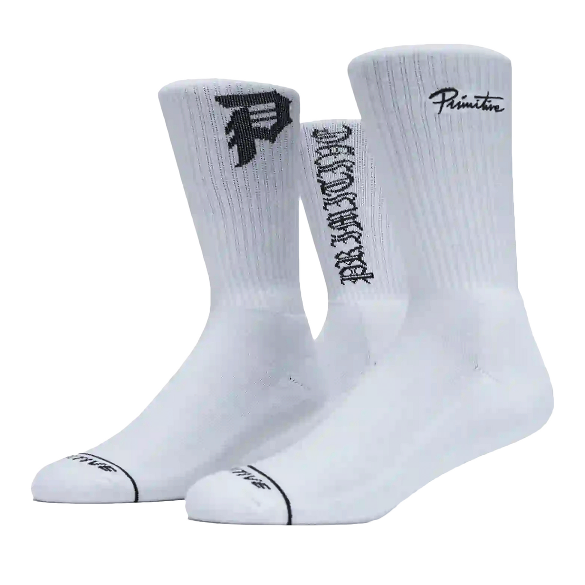 PRIMITIVE CORE LOGO 3-PACK SOCKS WHITE