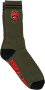 SPITFIRE BIGHEAD FILL EMB CREW SOCK OLIVE/BLK/RED