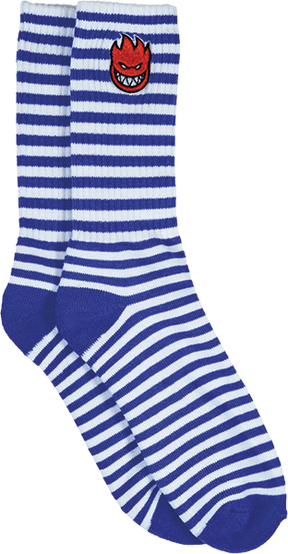 SPITFIRE BIGHEAD FILL STRIPE EMB CREW SOCK BLUE/WHITE