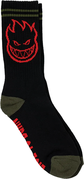 SPITFIRE BIGHEAD CREW SOCK BLACK OLIVE RED