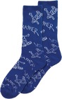 THRASHER GONZ LOGO PATTERN CREW SOCKS BLUE/WHT