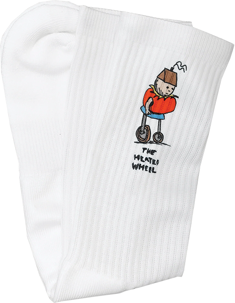 THE HEATED WHEEL PEOPLE MOVER CREW SOCKS WHITE 1pr
