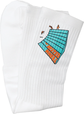 THE HEATED WHEEL SLAM TIME CREW SOCKS WHITE 1pr