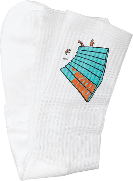 THE HEATED WHEEL SLAM TIME CREW SOCKS WHITE 1pr