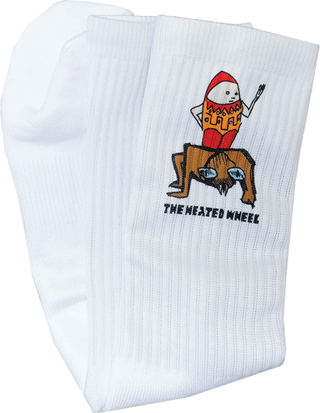 THE HEATED WHEEL SPIDER TAMER CREW SOCKS WHITE 1pr