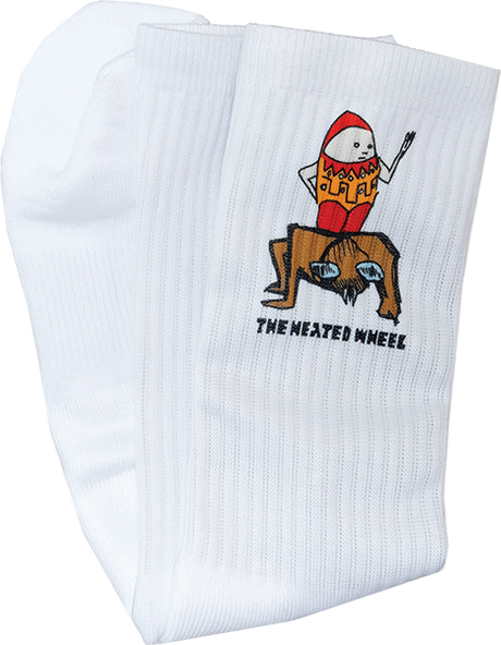 THE HEATED WHEEL SPIDER TAMER CREW SOCKS WHITE 1pr