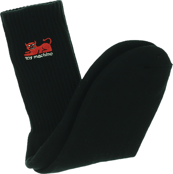 TOY MACHINE DEVIL CAT CREW SOCKS BLACK 1pr