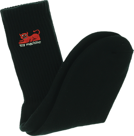 TOY MACHINE DEVIL CAT CREW SOCKS BLACK 1pr