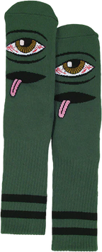 TOY MACHINE BLOODSHOT EYE CREW SOCKS FOREST GREEN 1pr