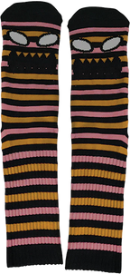 TOY MACHINE MONSTER FACE MINI STRIPE CREW SOCKS BLACK 1pr