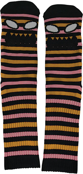 TOY MACHINE MONSTER FACE MINI STRIPE CREW SOCKS BLACK 1pr