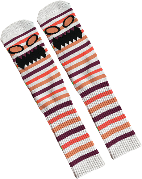 TOY MACHINE MONSTER FACE MINI STRIPE CREW SOCKS ORG 1pr
