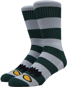 TOY MACHINE MONSTER BIG STRIPE CREW SOCKS FOREST