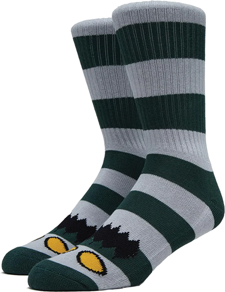 TOY MACHINE MONSTER BIG STRIPE CREW SOCKS FOREST