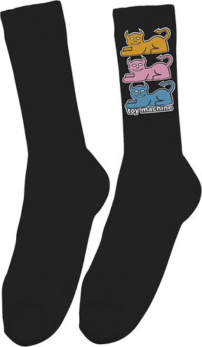 TOY MACHINE TRIPLE CAT CREW SOCKS BLACK 1pr
