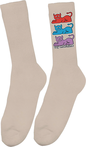 TOY MACHINE TRIPLE CAT CREW SOCKS TAN 1pr