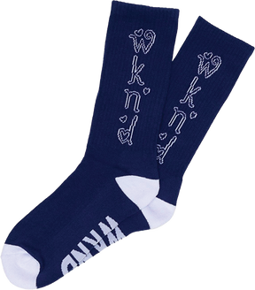 WKND HEART CREW SOCK NAVY