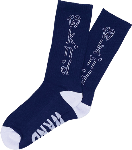 WKND HEART CREW SOCK NAVY