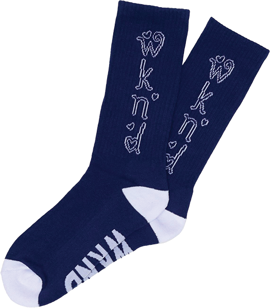 WKND HEART CREW SOCK NAVY
