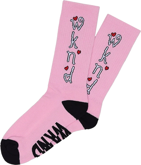 WKND HEART CREW SOCK PINK